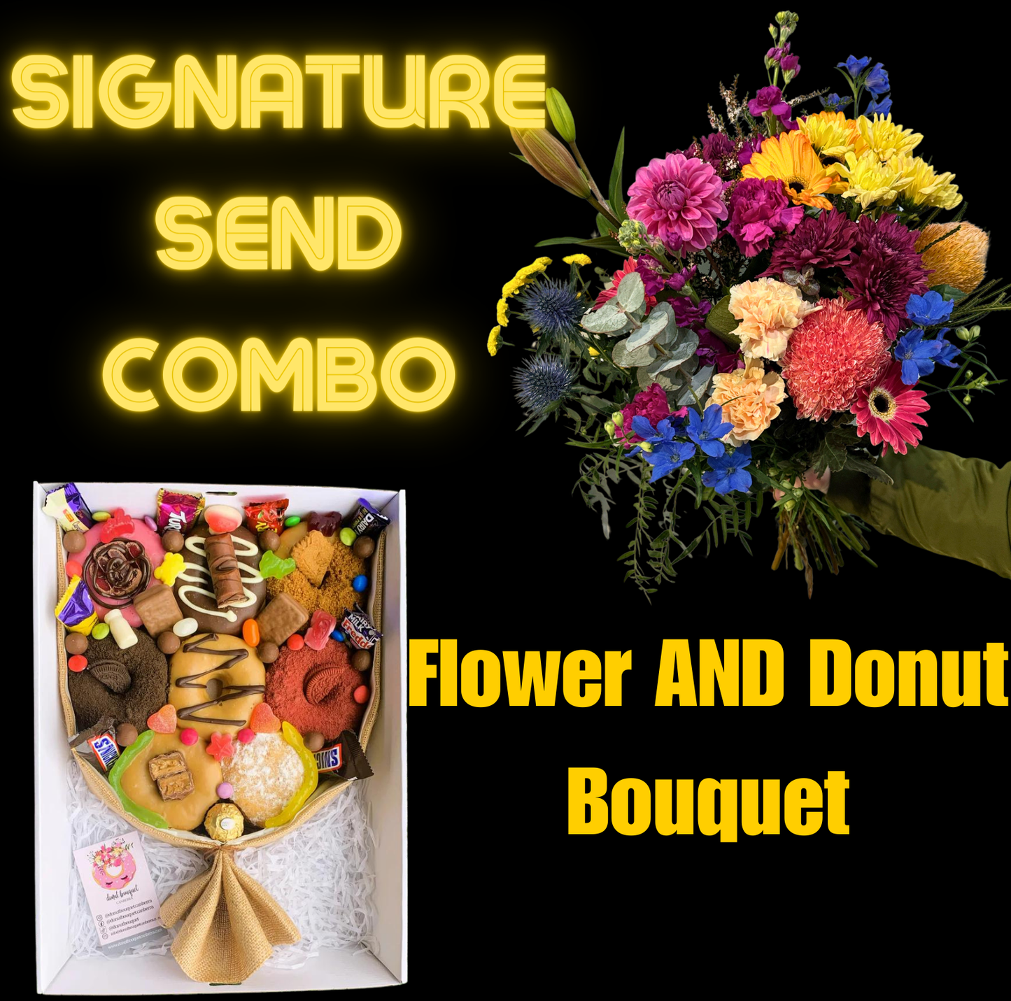 Signature Send - Fresh Flowers and Donut Bouquet Combo